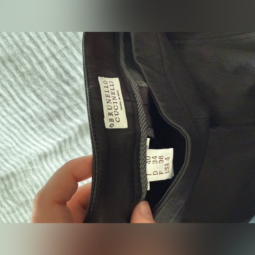 Brunello Cucinelli Black Leather Pants